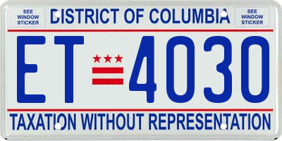 DC license plate ET4030