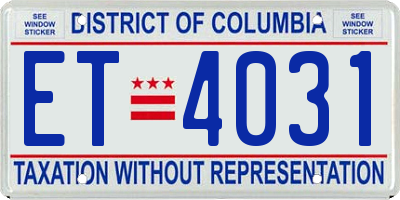 DC license plate ET4031