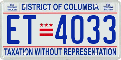 DC license plate ET4033
