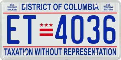 DC license plate ET4036