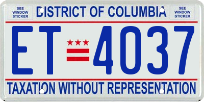 DC license plate ET4037