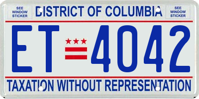 DC license plate ET4042