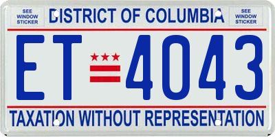 DC license plate ET4043