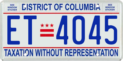 DC license plate ET4045
