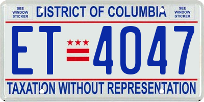 DC license plate ET4047