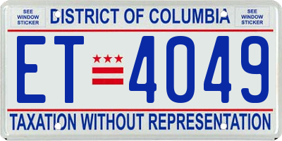 DC license plate ET4049