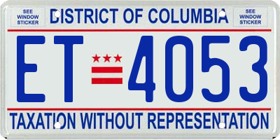 DC license plate ET4053