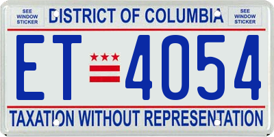 DC license plate ET4054