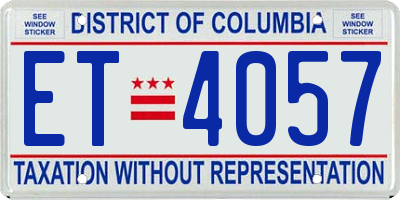 DC license plate ET4057