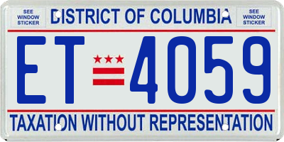 DC license plate ET4059