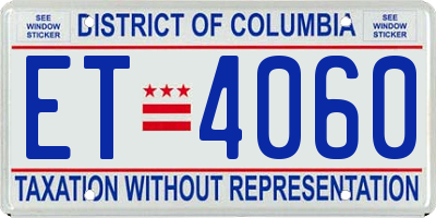 DC license plate ET4060