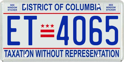 DC license plate ET4065