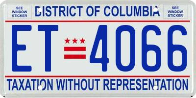DC license plate ET4066