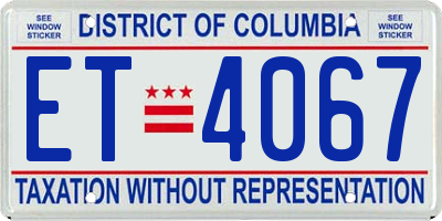 DC license plate ET4067