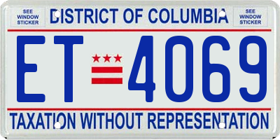 DC license plate ET4069