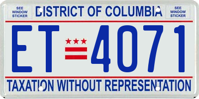 DC license plate ET4071