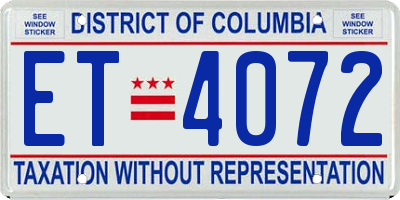 DC license plate ET4072