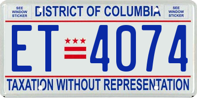 DC license plate ET4074