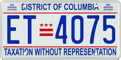 DC license plate ET4075