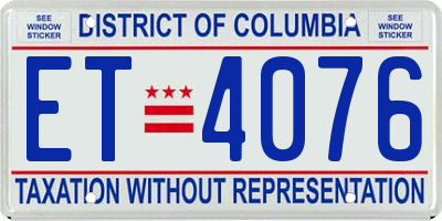DC license plate ET4076