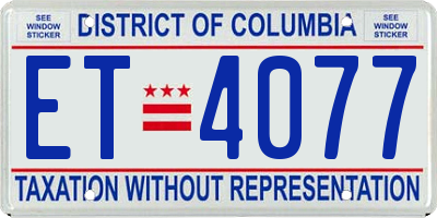 DC license plate ET4077