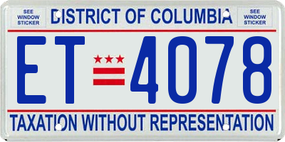 DC license plate ET4078