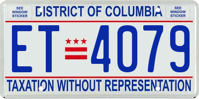 DC license plate ET4079