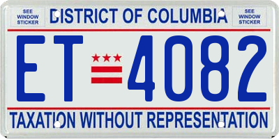 DC license plate ET4082