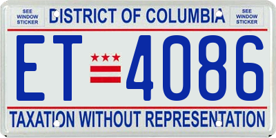 DC license plate ET4086