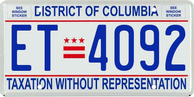 DC license plate ET4092
