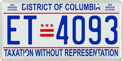 DC license plate ET4093