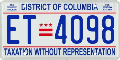 DC license plate ET4098