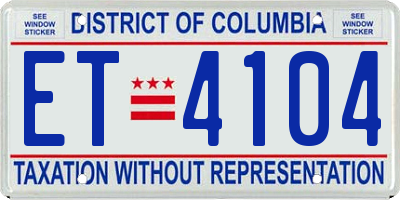 DC license plate ET4104
