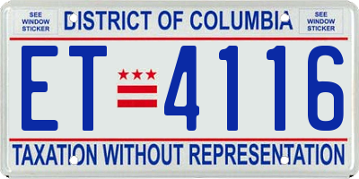 DC license plate ET4116