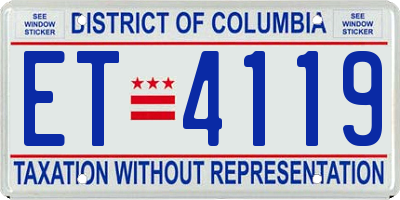 DC license plate ET4119