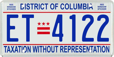 DC license plate ET4122