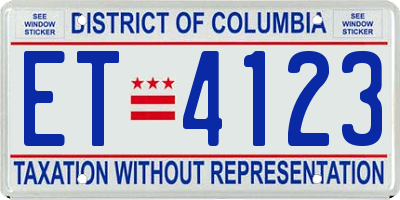 DC license plate ET4123