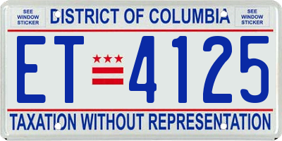 DC license plate ET4125