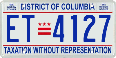 DC license plate ET4127
