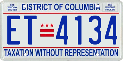 DC license plate ET4134