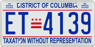 DC license plate ET4139