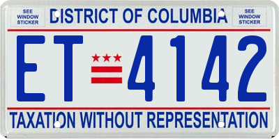 DC license plate ET4142