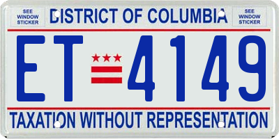 DC license plate ET4149