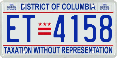 DC license plate ET4158