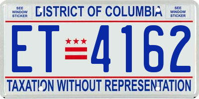 DC license plate ET4162