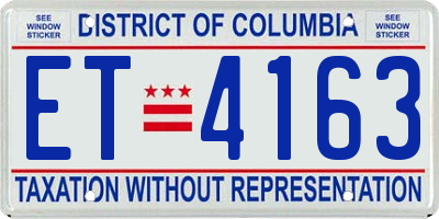 DC license plate ET4163
