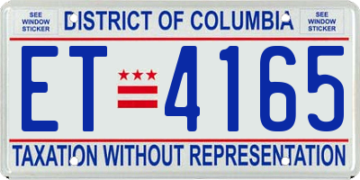 DC license plate ET4165
