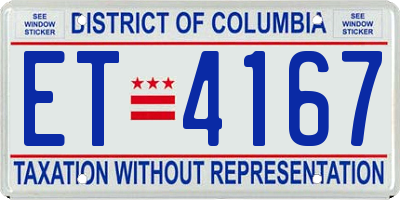 DC license plate ET4167