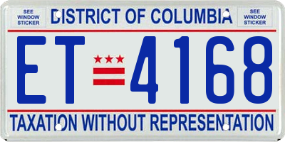DC license plate ET4168
