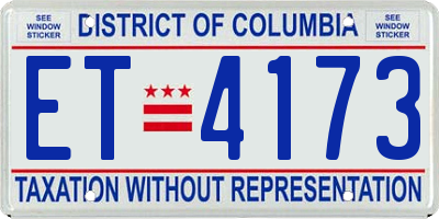 DC license plate ET4173
